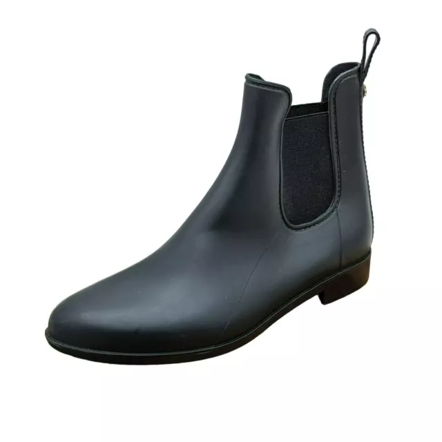 Sam Edelman 10 Black Tinsley Chelsea Pull On Rubber Ankle Booties Side Stretch