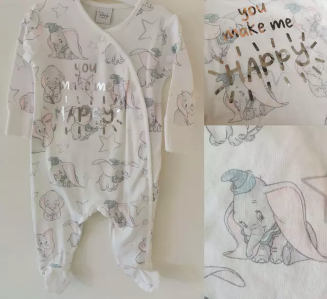 Disney Baby Dumbo Sleepsuit Babygrow Girls Boys Unisex BNWT