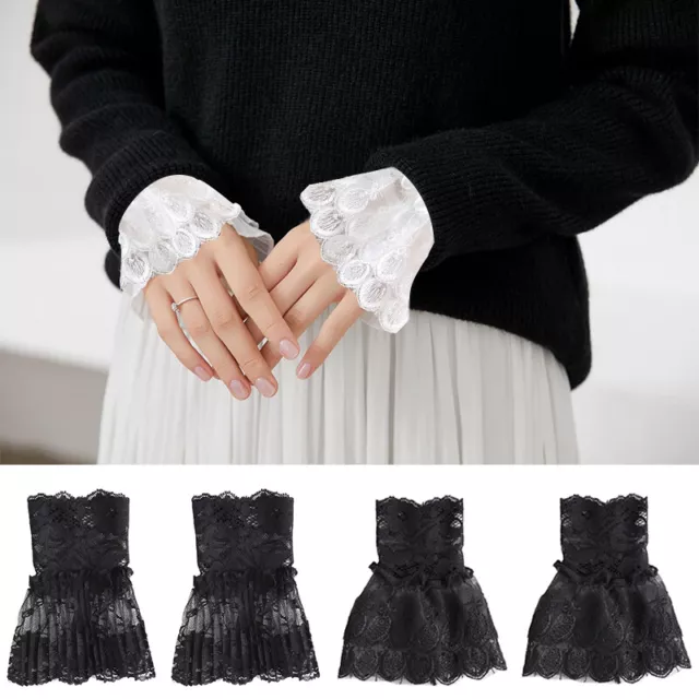 Maniche rimovibili polsino falso punta floreale torcia ruffles decorazione # E
