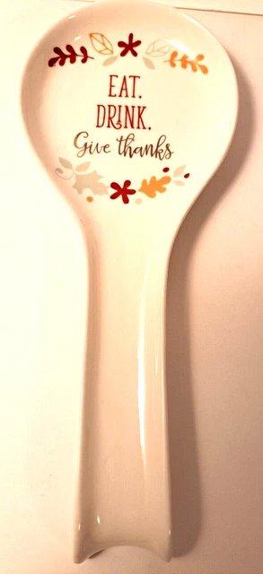 Spoon Rest Stove Holder 'Eat Drink and Give Thanks'