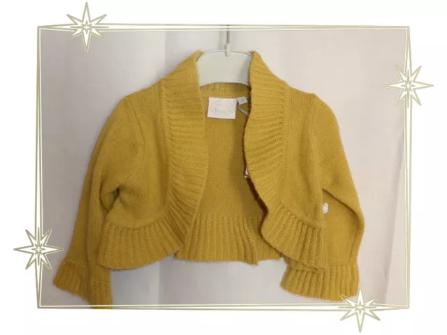 B - Gilet Cardigan Boléro Jaune Moutarde  Noukies Noukie's Taille 6 Mois Neuf