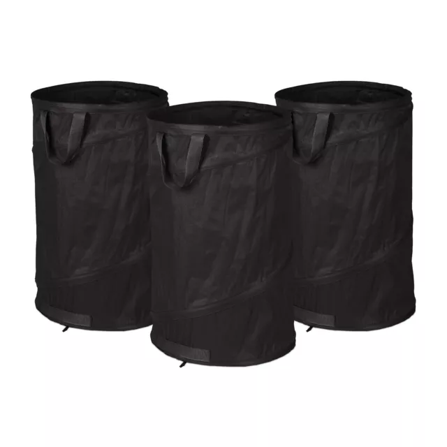 Laubsack 160 L Gartenabfallsack Pop Up Gartensack Laubbehälter 3er Set schwarz