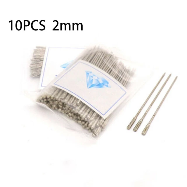 10* 1-2.4mm Diamond Coated Tipped Drill Bit For Tile Jewellery Glass-New