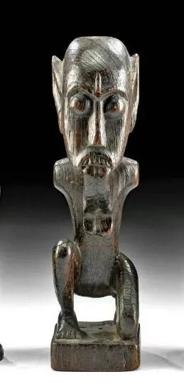 19th Cent. Borneo Dayak Figure w/ COA 11" Kalimantan Dayak peoples, Bahau piece