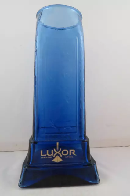 Las Vegas Luxor Casino Hotel Blue Cobalt Eyptian Pillar Drinking Glass -36 OZ.