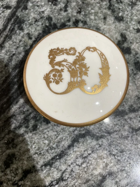 Mikasa Golden Anniversary Birthday 50th Ivory Gold Porcelain Trinket Box w/Lid