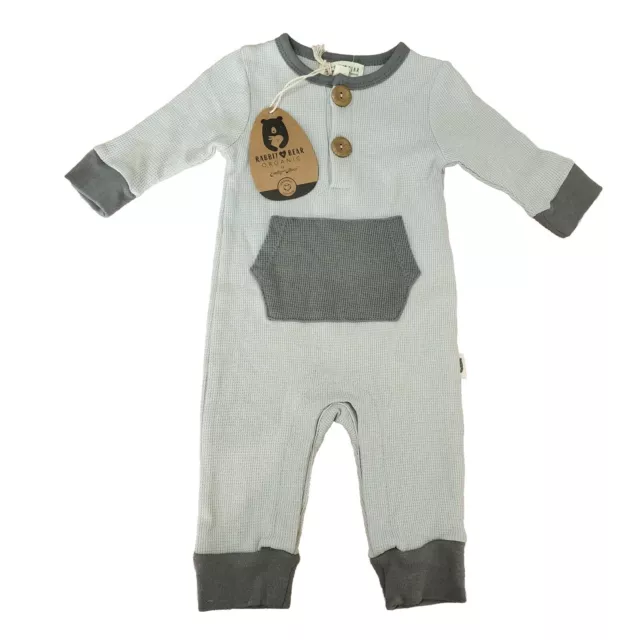 RABBIT BEAR By Emily & Oliver BNWT Baby Organic Grey Romper Playsuit 0-3 Months