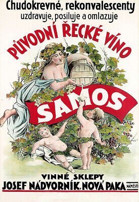Art Poster Colorful  Samos Puvodni Recke vino Wine Drink  Print