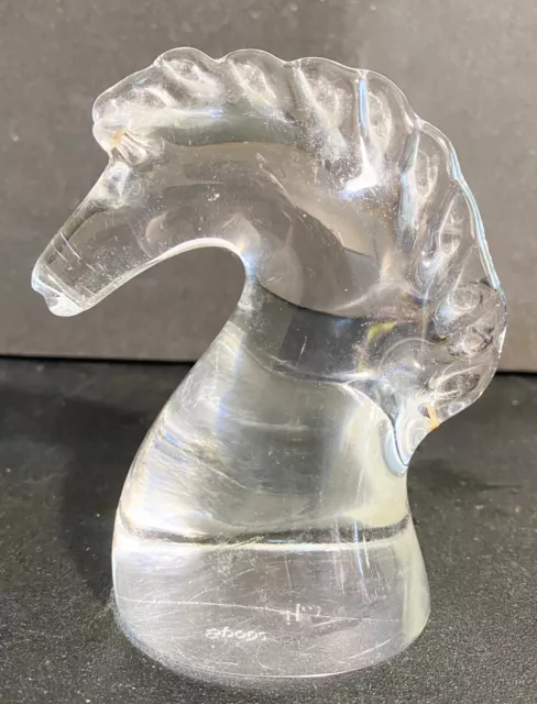 Vintage Horse Head Bust Paperweight Hand Blown Art Glass Crystal 3” H X 4” W