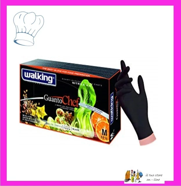 Guanti Chef In Nitrile Nero | Confezione Da 100 Pezzi | Misura L | Anallergici