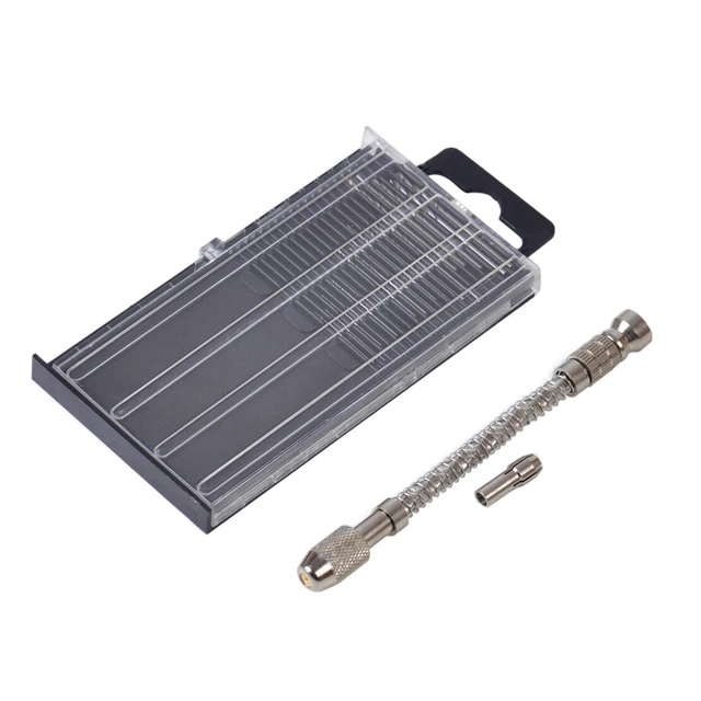 21 Mini Micro Spiral Hand Manual Push Drill Pin Chuck Vise Bit Set Jewelry Tool