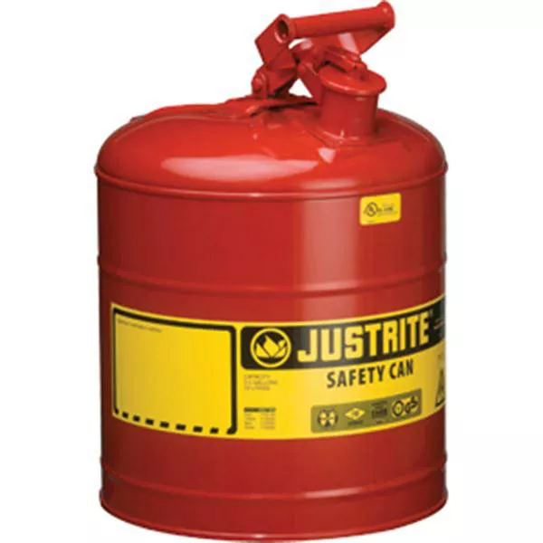 Justrite 1, 2, 2.5 and 5 Gallon Galvanized Steel Type I Red Safety Cans  NEW!!