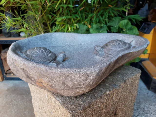 WASSERBECKEN TRÄNKE SCHILDKRÖTE Teich Naturstein Lavastein Biotop Bali