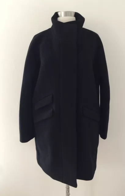 New JCrew Petite Cocoon Coat in Italian Stadium-cloth Wool Black 12P G9236 FA'17