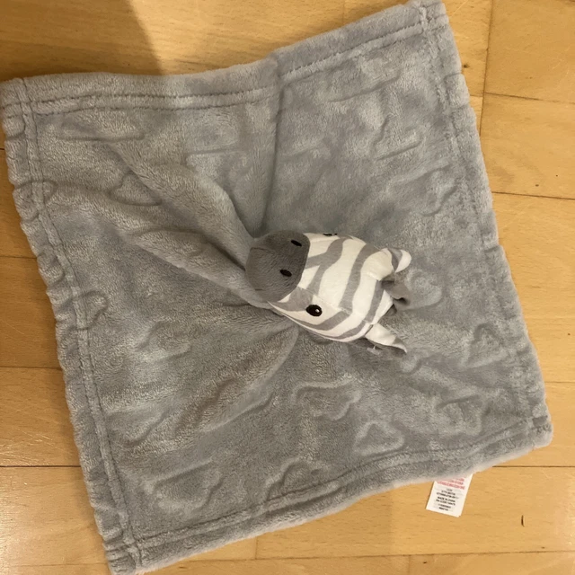 Primark Baby Zebra Comforter 30cm Grey Fleece Square Blankie Blanket Toy Soother