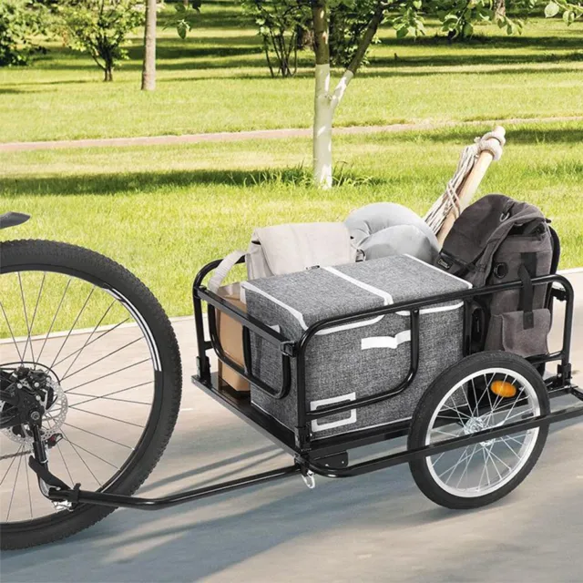 Folding Bicycle Cargo Storage Cart and Luggage Trailer with Hitch Black