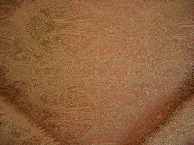 19-5/8Y Lee Jofa Floral Paisley Brocade Gold Rosewood Drapery Upholstery Fabric