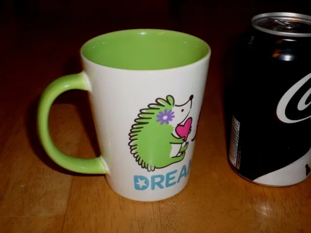 CARTOON HEDGE HOGS -- " DREAM DESIGN DO ! ", Ceramic Coffee Mug / Cup, VINTAGE