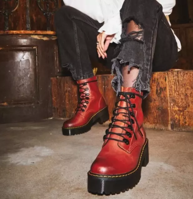 DR. MARTENS LEONA Platform Heeled Hiker in Brick Wyoming MSRP 240 Great Reviews 169.43 PicClick