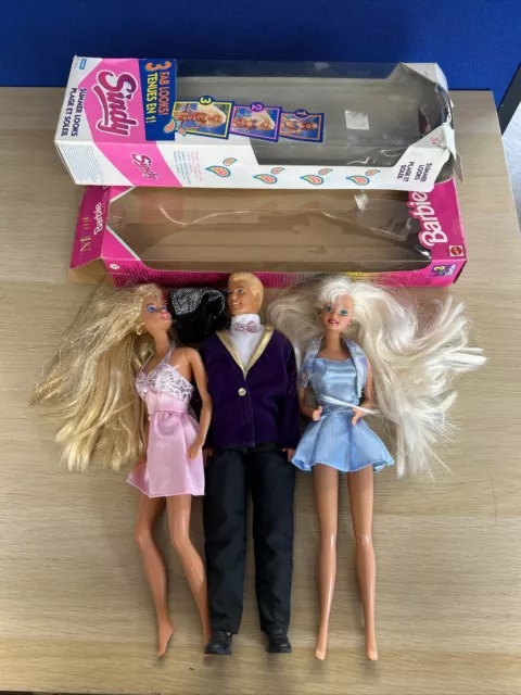 Job Lot Barbie/ Ken/ Sindy Dolls With Misc. Boxes - Vintage 1990s Toys Mattel