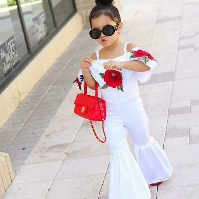 Toddler Baby Girl Kids Clothes Ruffle Tops Flared Pants Romper Jumpsuit Outfits