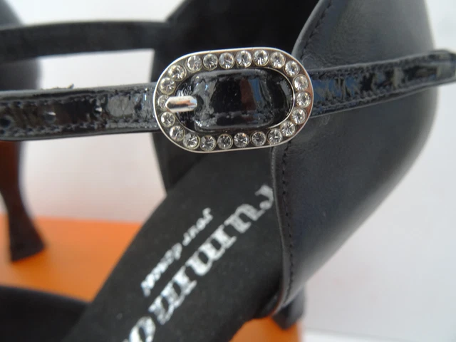 Chaussures femme de danse Rummos cuir noir semelle nubuck T. 38 boucles strass 2