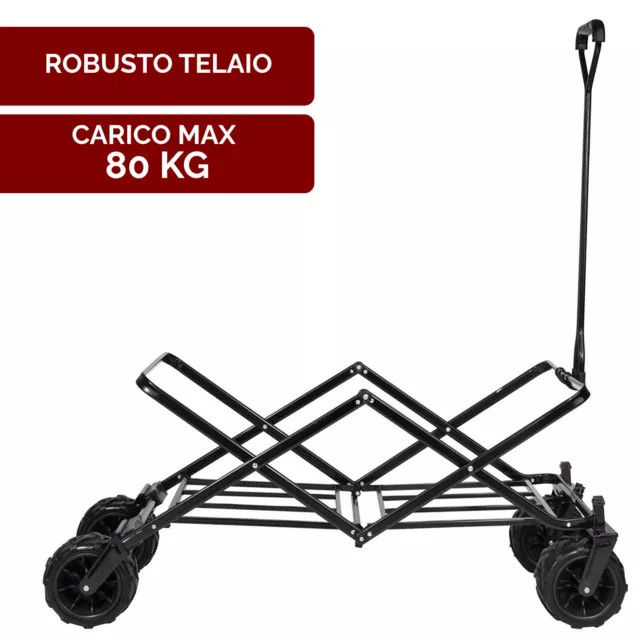 Carretto A Mano Carrello + Borsa Termica Carriola Campeggio Rimorchio Max 80Kg 3