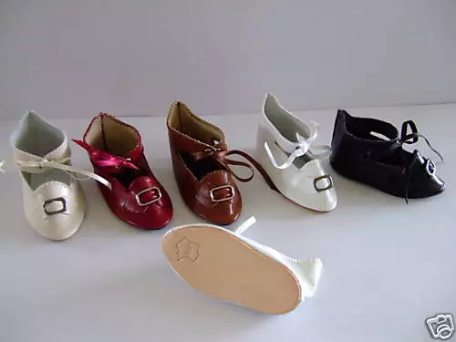 CHAUSSURES en CUIR JU10 (8cm) pour POUPEE ANCIENNE- DOLL SHOES- G.BRAVOT FRANCE