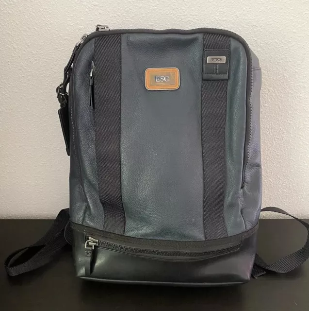 Tumi Alpha Bravo Dover Leather Backpack navy blue/black