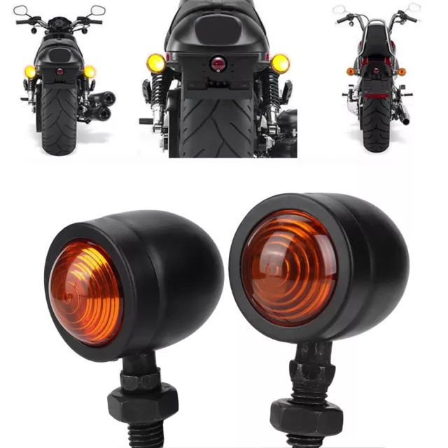 Clignotants rétro en métal pour moto, 2 pièces, feux indicateurs, lampe 3