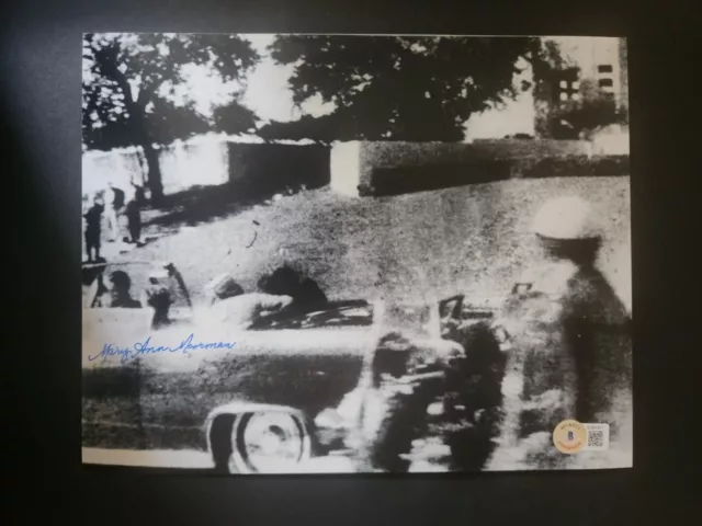 Mary Ann Moorman JFK Witness Signed 8X10 Photo COA BAS Beckett #BJ041877