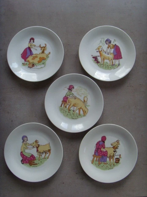 6 assiettes en porcelaine véritable création des ateliers de la