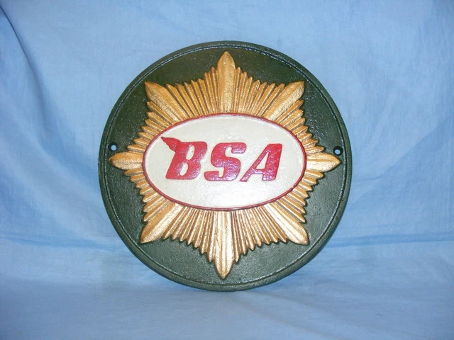 BSA Sign Cast Iron Advertising Garage Man Cave Motorbike Wall Sign Green