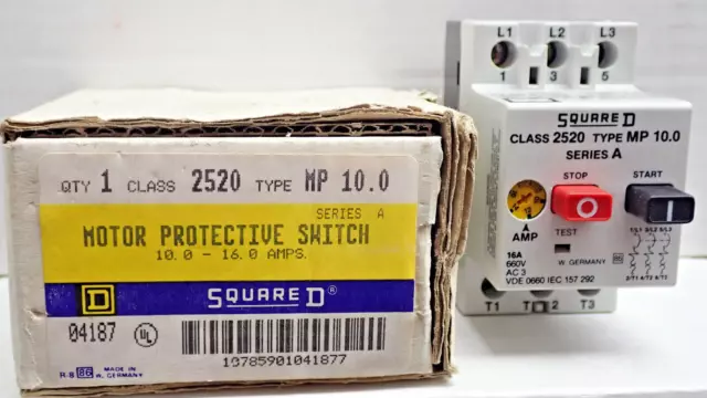 1 - New In Box SQUARE-D Class 2520 Type MP 10. Series A Motor Protective Switch