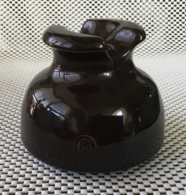 Vintage Large Brown Glaze Porcelain Insulator ~ Ohio Brass Co. ~ 4.5" ~ Marked