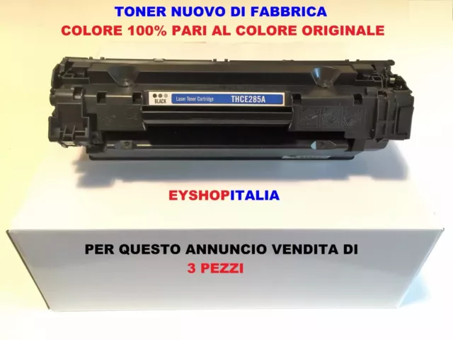 3 TONER PER HP LASERJET p1002 W PRO p1102 W m1132 MFP m1212 NF MFP ce285a 85a