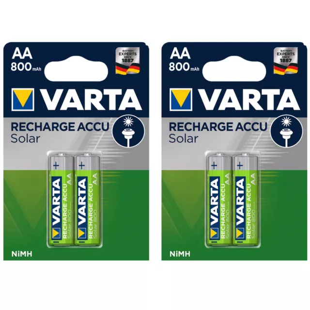 4 x Akkus VARTA 56736, Mignon AA / HR06, NiMh, 1,2V/800mAh, Solar, 2 x  2er Pack