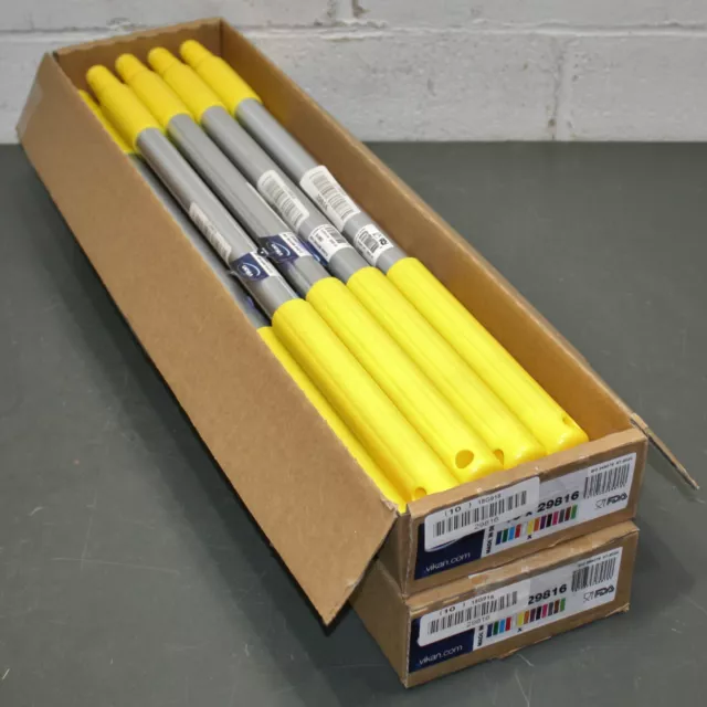 (19) Vikan 26" Broom Handles 29816, Yellow, European Thread, Aluminum & Plastic