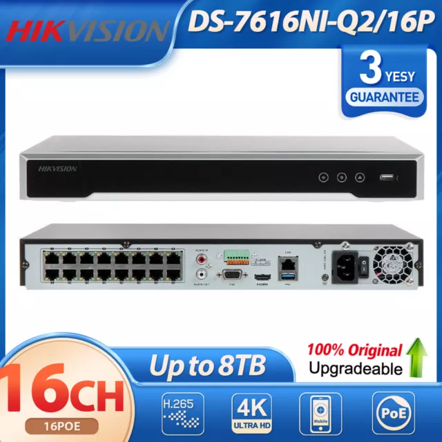 Hikvision 4K Nvr 16Ch Poe 16 Channel 4K Ds-7616Ni-Q2/16P H265 Network Recorder