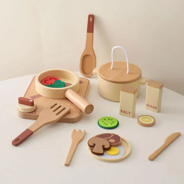 Cuisine Jouet En Bois Pour Enfants - Accessoires De Cuisine - Jeu D'Imitiation - Pour Filles Et Garçons à Partir De 3 Ans - 2