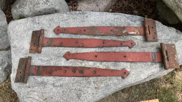 2 Pair Antique Large Strap Hinges 24" Architectural Hardware Barn Rustic Door Ga