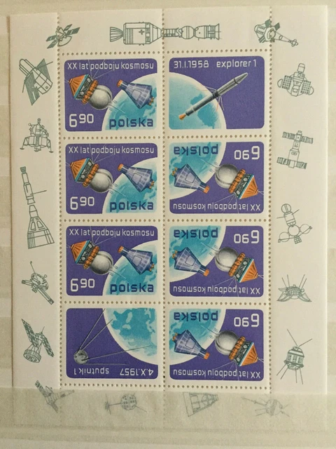 Briefmarken Polen Polska 1977 Mi-Nr. 2539 Kleinbogen Satelliten postfrisch