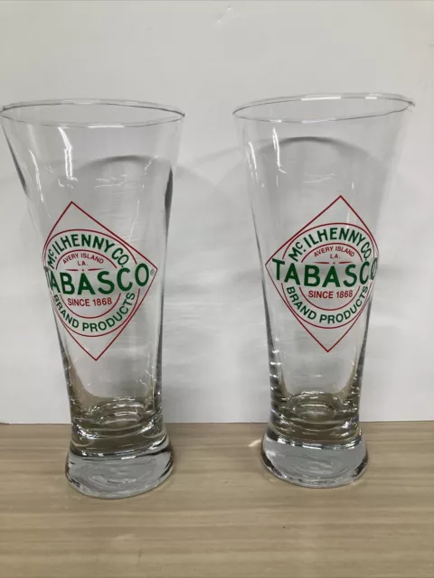 Vintage McIlhenny Co Tabasco Pilsner Beer Cocktail Bloody Mary Glasses Set Of 2