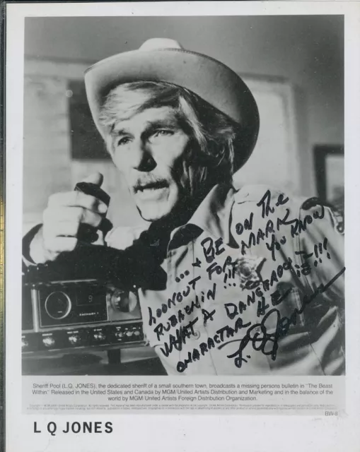 LQ Jones signed "The Beast Within" photo. Extensive "sentiment".