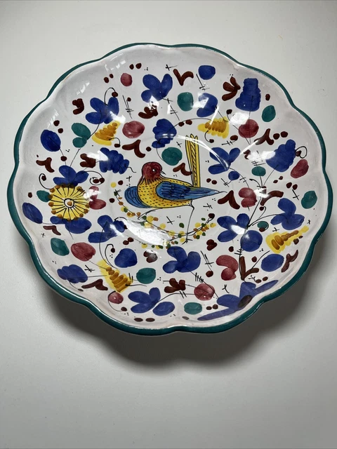 Firenze Italian Majolica Pottery Handmade Scalloped Serving Bowl Wall Hanging 2