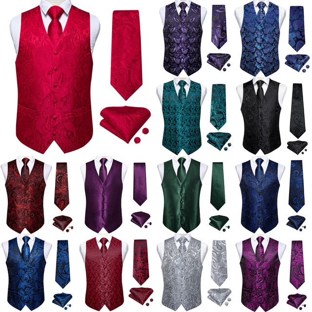 DiBanGu Dress Mens Waistcoat Paisley Vest Floral Waistcoat Formal Tuxedo Suit