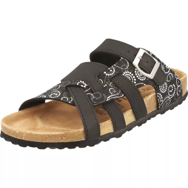 Supersoft 274-147 Mules Femmes Sandales Noir Multi Lanière Cuir Voûte Plantaire