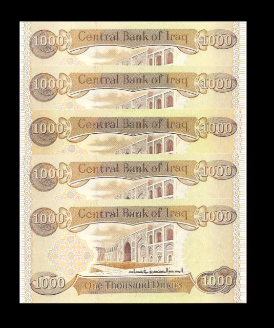 Iraqi Dinar 5000 Iraq  5 X 1000  New  Uncirculated Set Of 5 From A Bundle