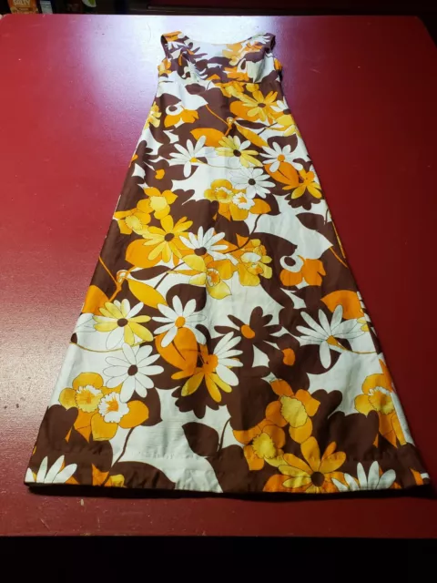 Vintage 60's Waltah Clarke's Hawaiian Maxi Dress Floral Multicolor Honolulu...