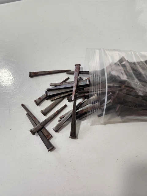 50 Vintage 2 1/4" Square Cut Nails Flat Head - New Old Stock Nails
